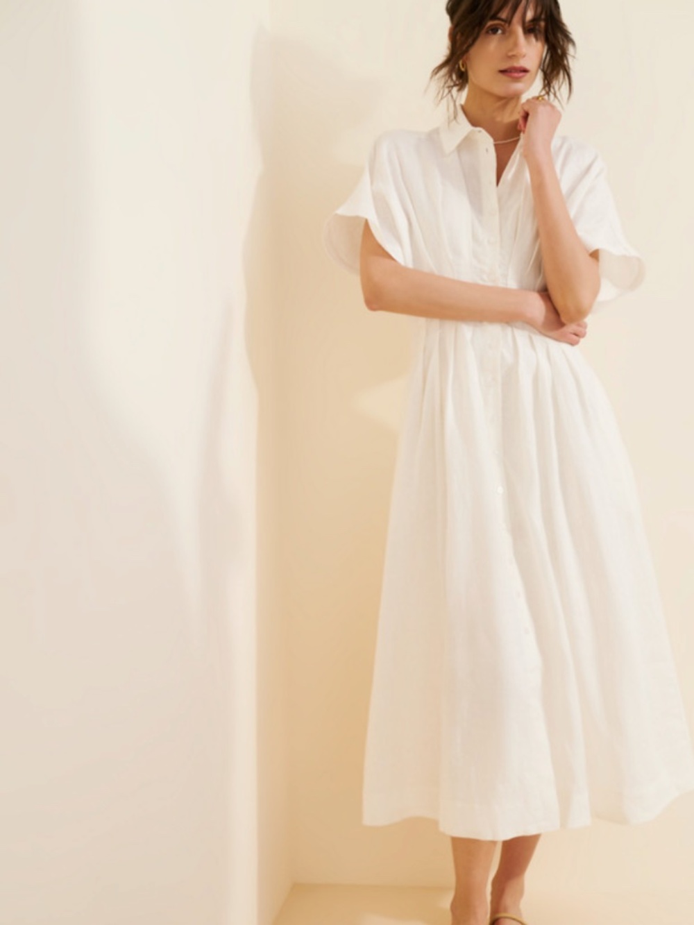 Exquise "The Tobie" Maxi Shirtdress in White (NWT)